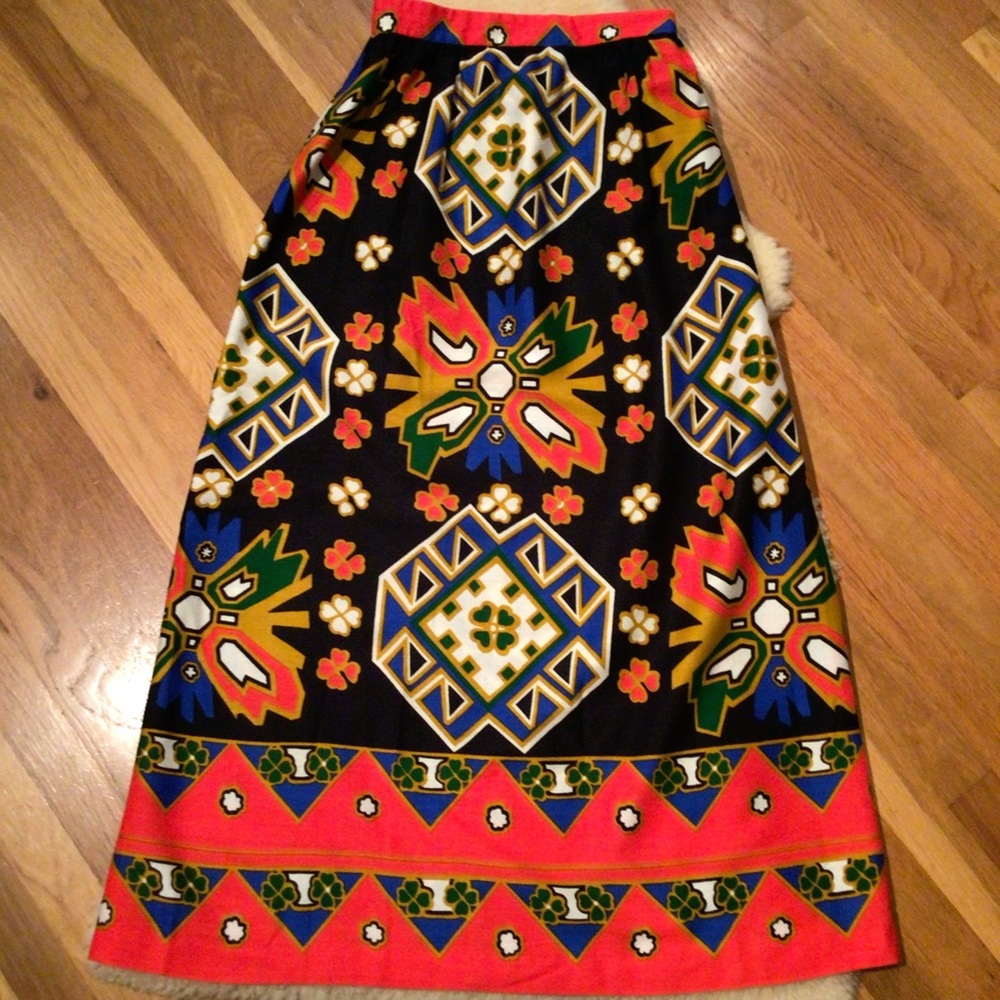 Vintage Alex Colman bright patterned maxi skirt
